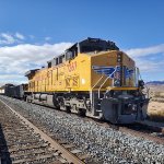 The California Morning Sun Reflects Off The Newly Built UP 7267's Wabtec Paint Job.